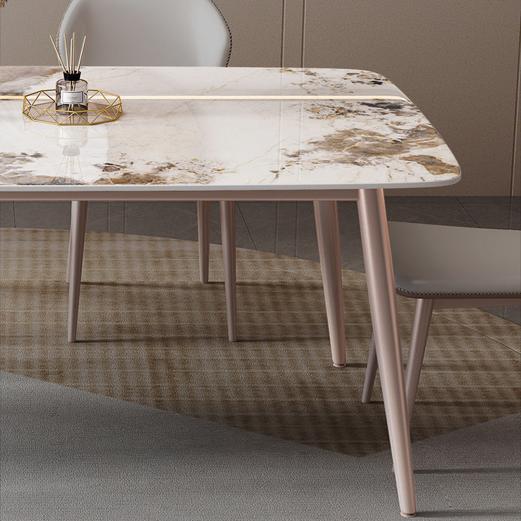 Nordic 1/2/5/7 Pieces Furniture Rectangle Stone Dining Table Set in White