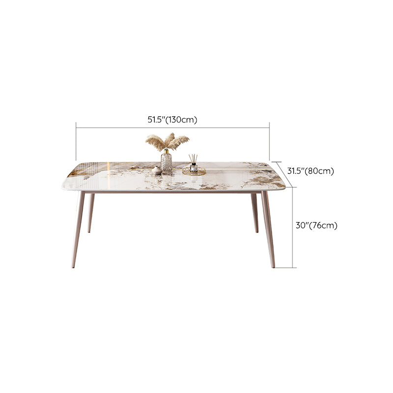 Nordic 1/2/5/7 Pieces Furniture Rectangle Stone Dining Table Set in White