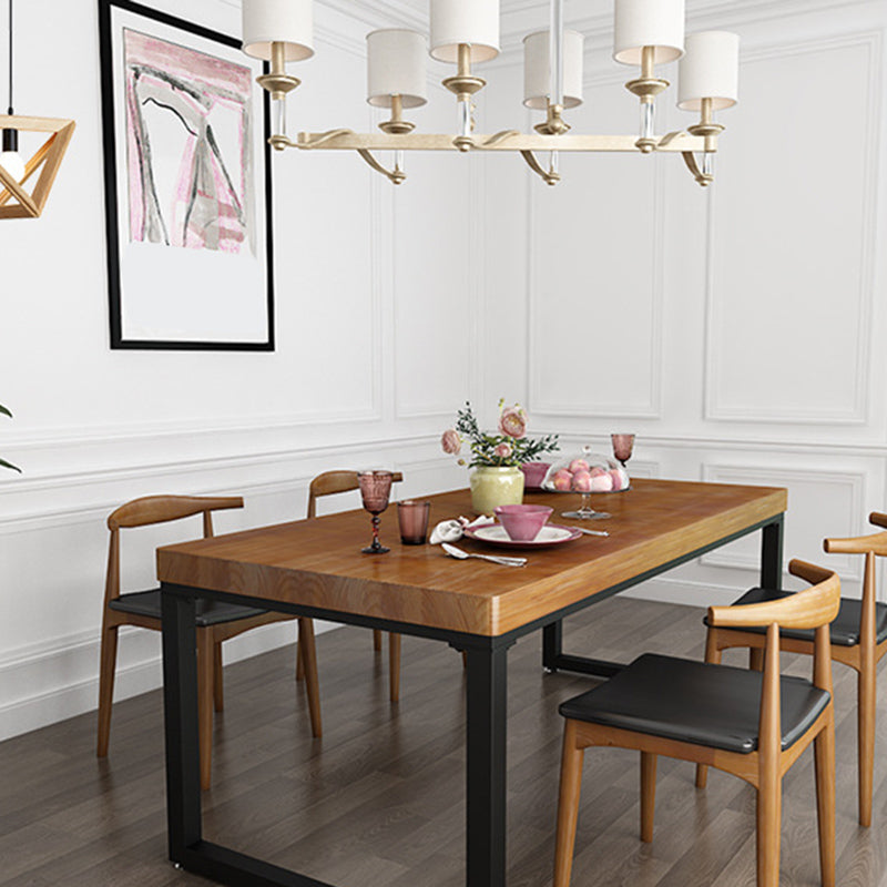 Industrial 1/2/5 Pieces Furniture Solid Wood Rectangle Dining Room Set in Brown