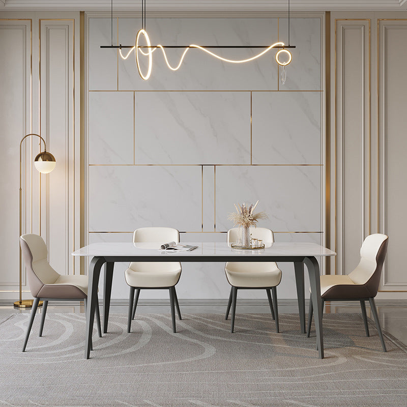 Contemporary Style 1/4/5/9 Pieces Dining Chairs Set Rectangle Stone Furniture in White