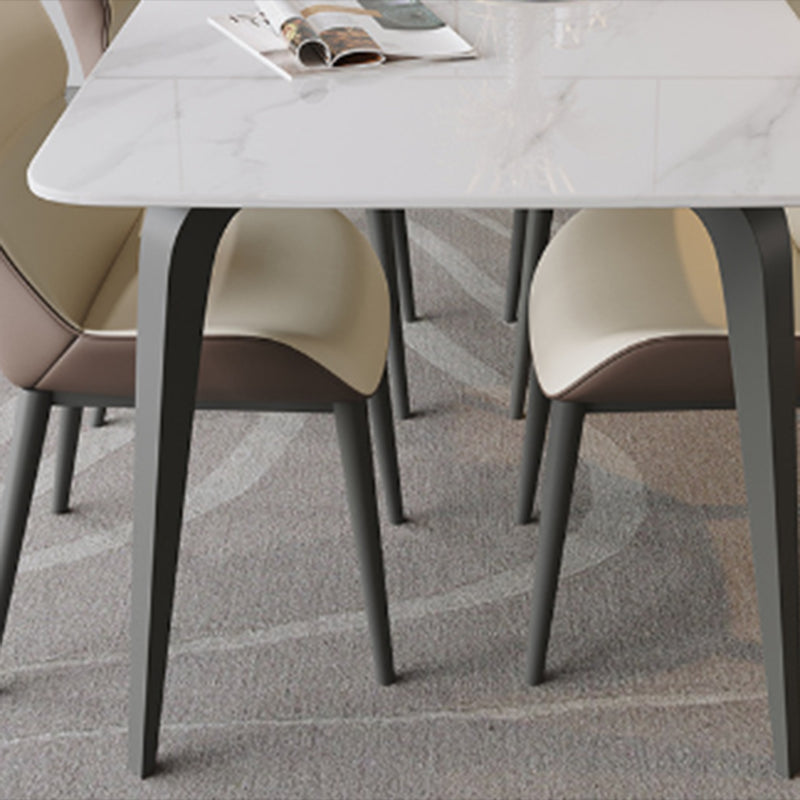 Contemporary Style 1/4/5/9 Pieces Dining Chairs Set Rectangle Stone Furniture in White