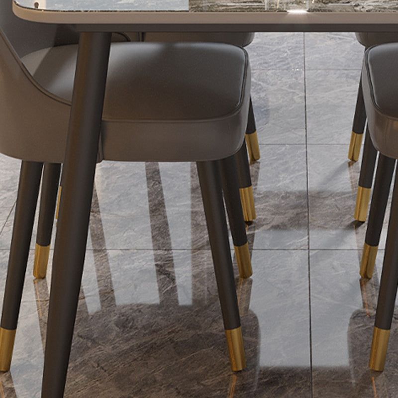 Nordic 1/5/7 Pieces Furniture Rectangle Stone Dining Table Set in Gray