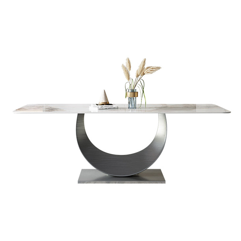 Contemporary Style 1/4/5/7/8 Pieces Dining Chairs Set Rectangle Stone Furniture in White