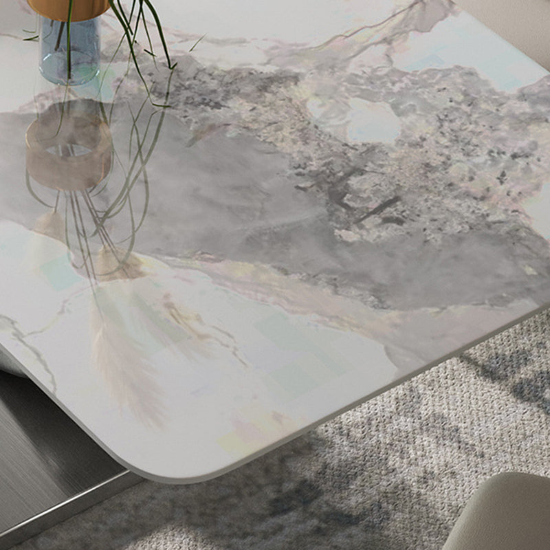 Contemporary Style 1/4/5/7/8 Pieces Dining Chairs Set Rectangle Stone Furniture in White