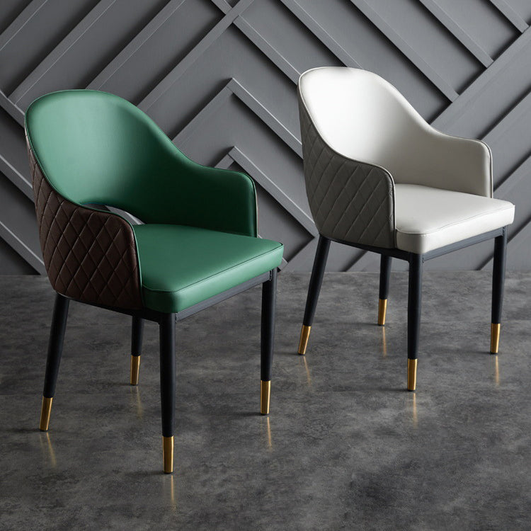 Faux Leather Dining Chairs Open Back Dining Side Chair for Home