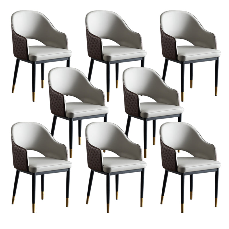 Faux Leather Dining Chairs Open Back Dining Side Chair for Home