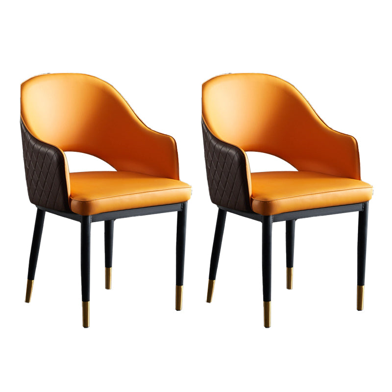 Faux Leather Dining Chairs Open Back Dining Side Chair for Home