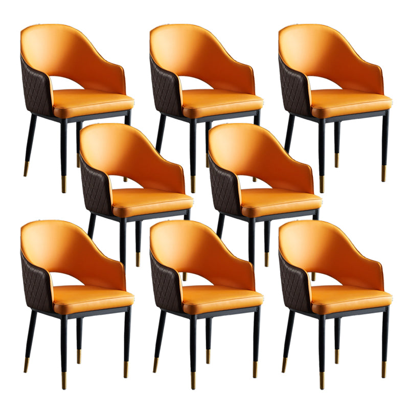 Faux Leather Dining Chairs Open Back Dining Side Chair for Home