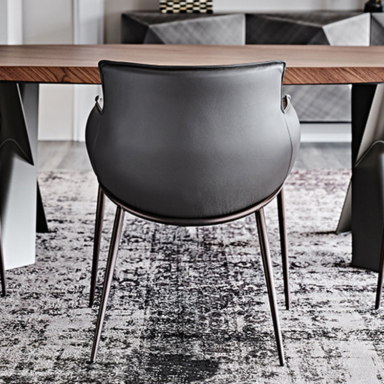 Industrial Arm Chair Metal Solid Back Dining Room Chair for Dining Room