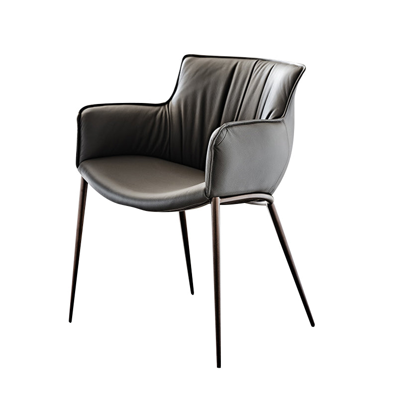 Industrial Arm Chair Metal Solid Back Dining Room Chair for Dining Room