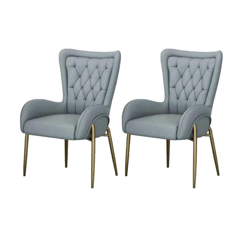 Upholstered Dining Arm Chair High Back Dining Chair with Gold Legs