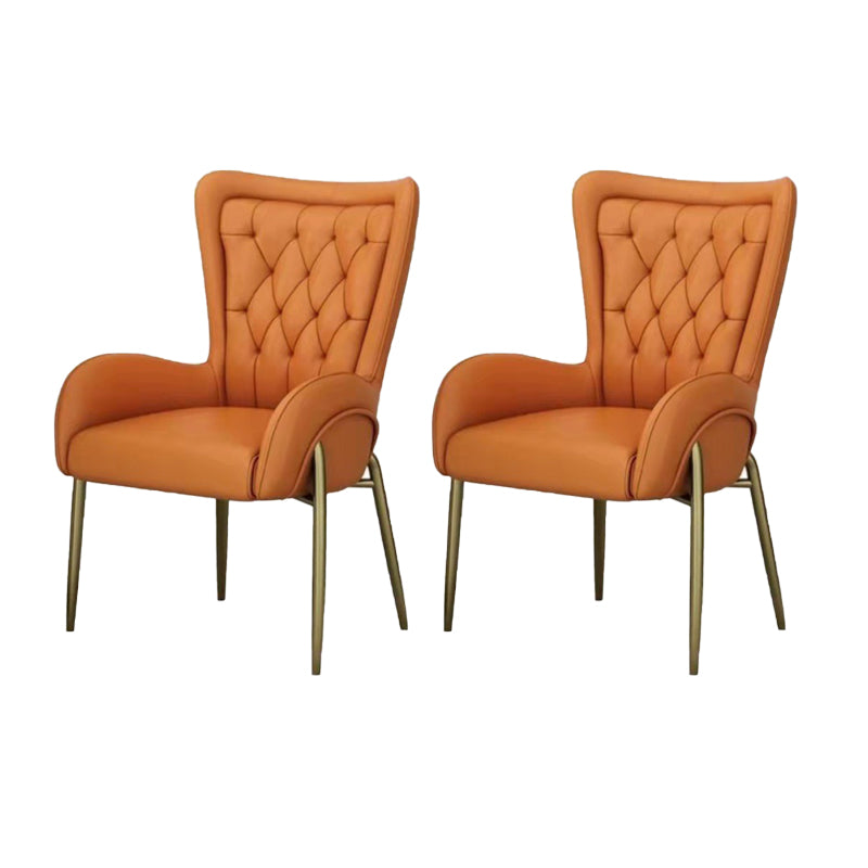 Upholstered Dining Arm Chair High Back Dining Chair with Gold Legs