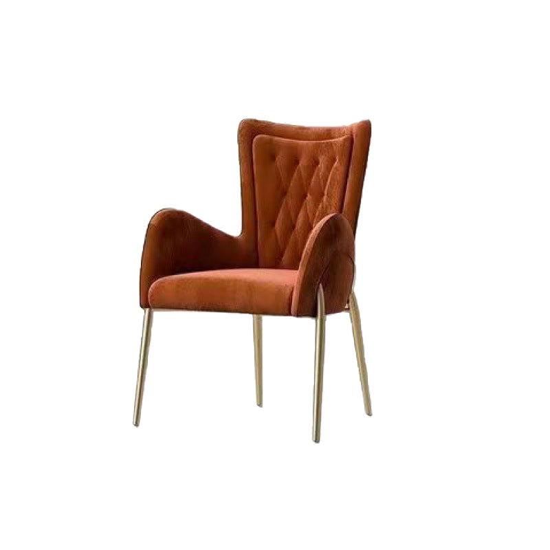 Upholstered Dining Arm Chair High Back Dining Chair with Gold Legs