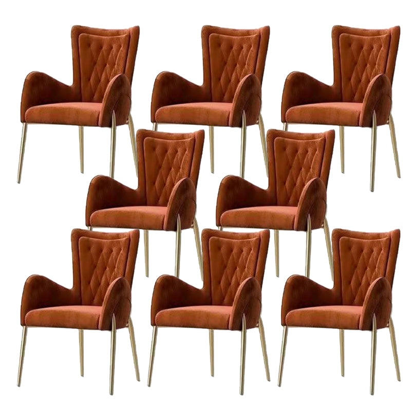 Upholstered Dining Arm Chair High Back Dining Chair with Gold Legs