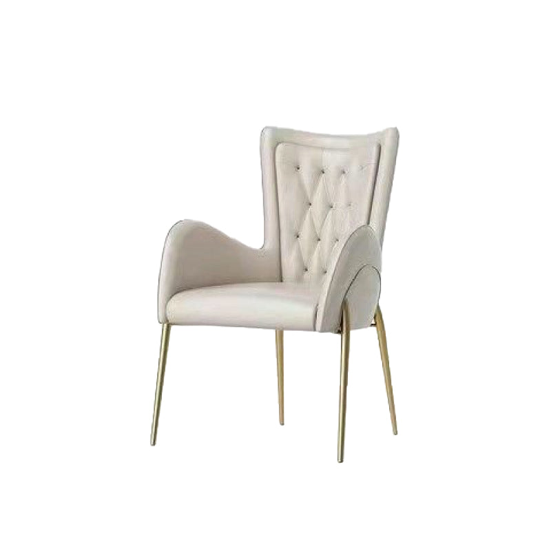 Upholstered Dining Arm Chair High Back Dining Chair with Gold Legs