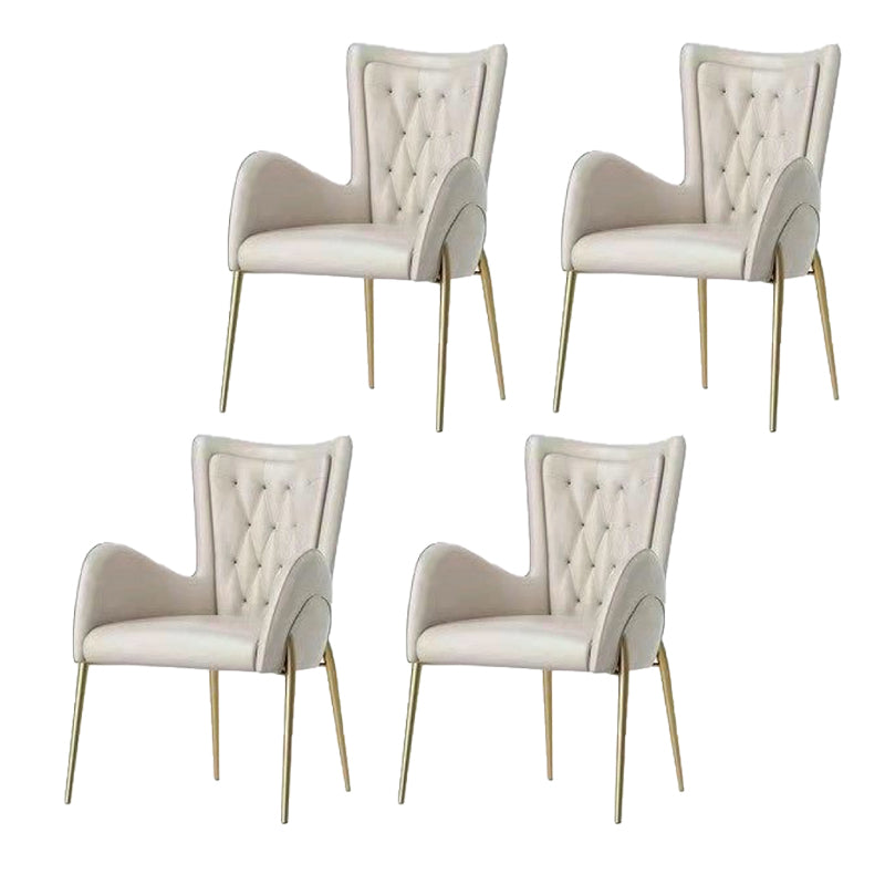 Upholstered Dining Arm Chair High Back Dining Chair with Gold Legs