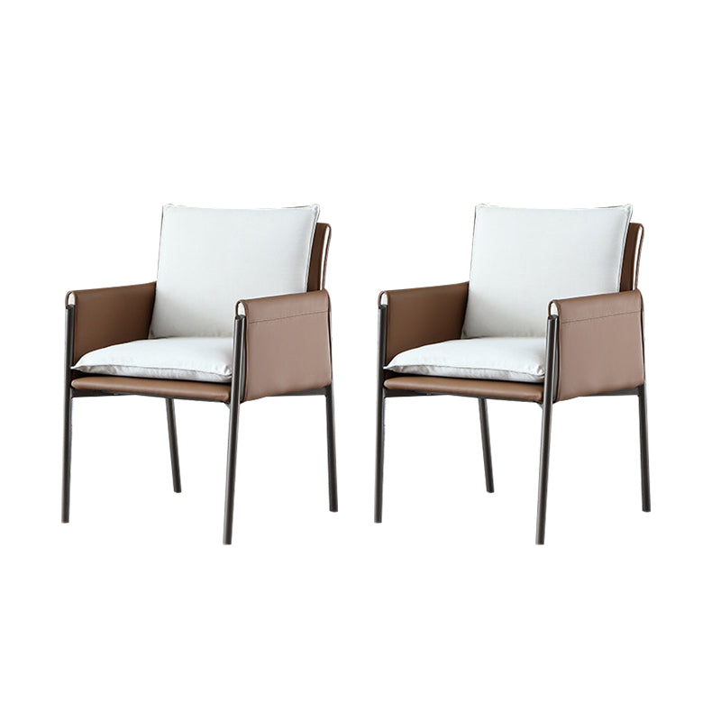 Contemporary Arm Chair Metal Solid Back Dining Room Chair for Indoor