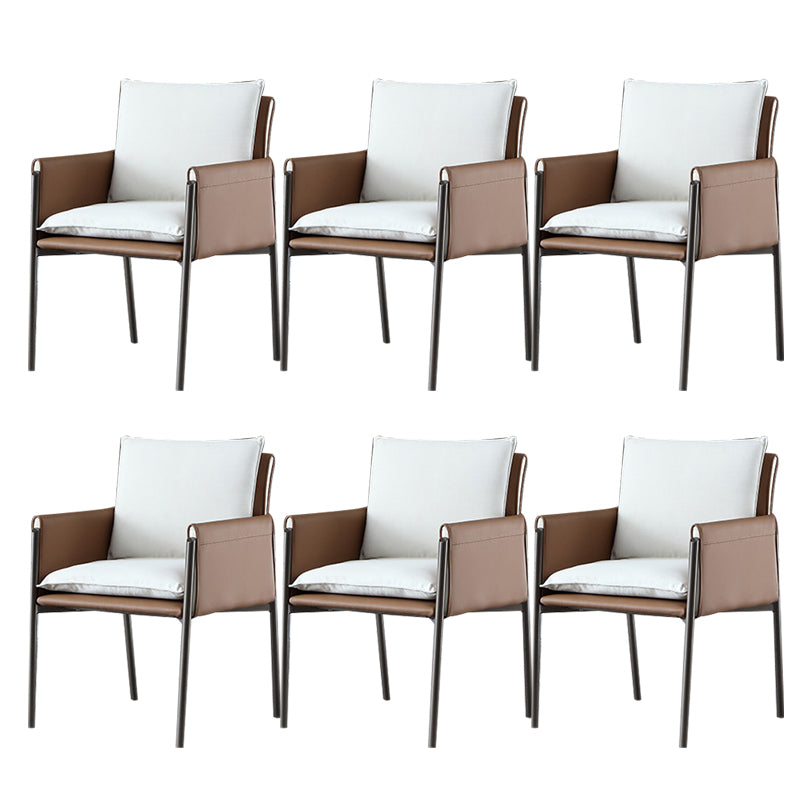Contemporary Arm Chair Metal Solid Back Dining Room Chair for Indoor