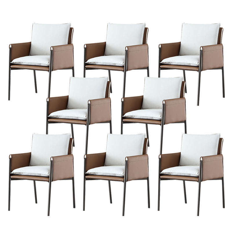 Contemporary Arm Chair Metal Solid Back Dining Room Chair for Indoor