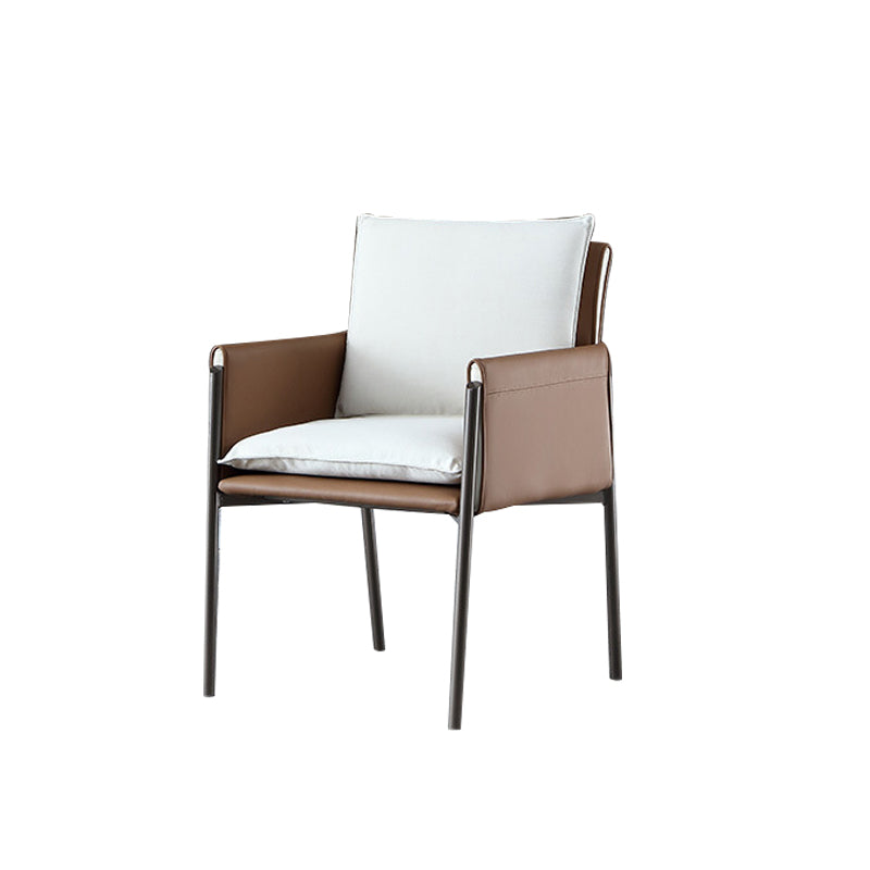 Contemporary Arm Chair Metal Solid Back Dining Room Chair for Indoor