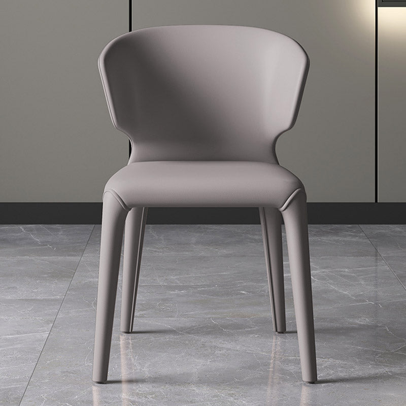 Modern Arm Chair Faux Leather Solid Back Dining Room Chair for Indoor