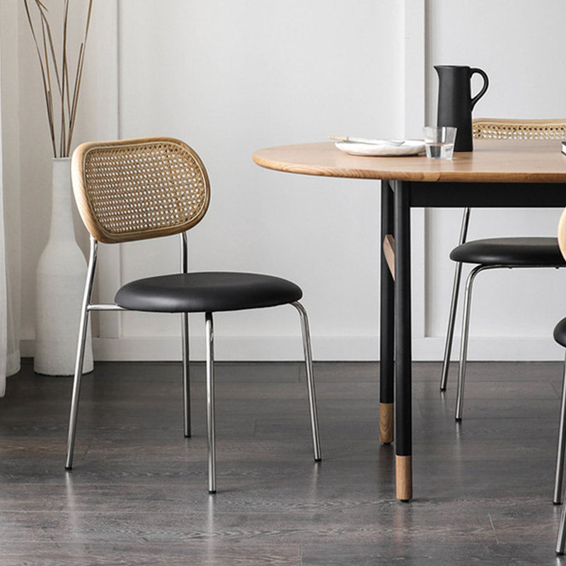 Faux Leather Side Chair Nordic Open Back Side Chair for Home