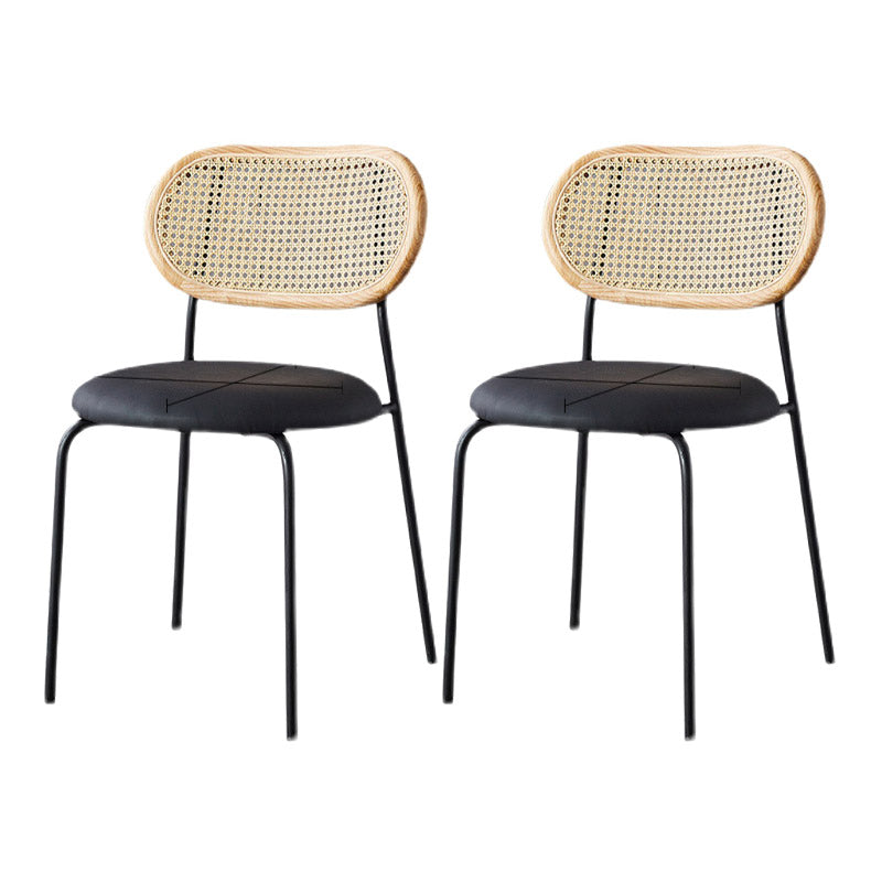 Faux Leather Side Chair Nordic Open Back Side Chair for Home