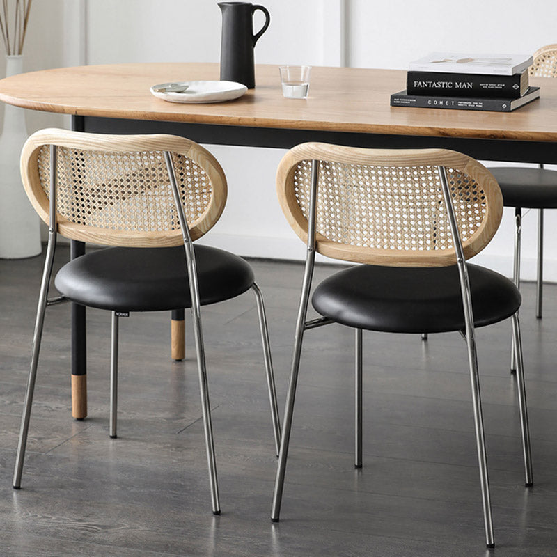 Faux Leather Side Chair Nordic Open Back Side Chair for Home