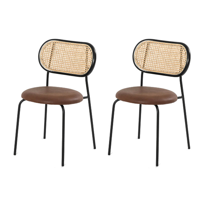 Faux Leather Side Chair Nordic Open Back Side Chair for Home