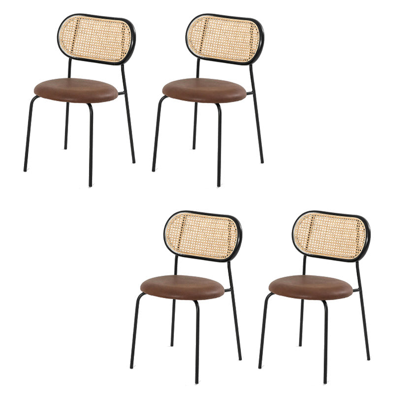 Faux Leather Side Chair Nordic Open Back Side Chair for Home