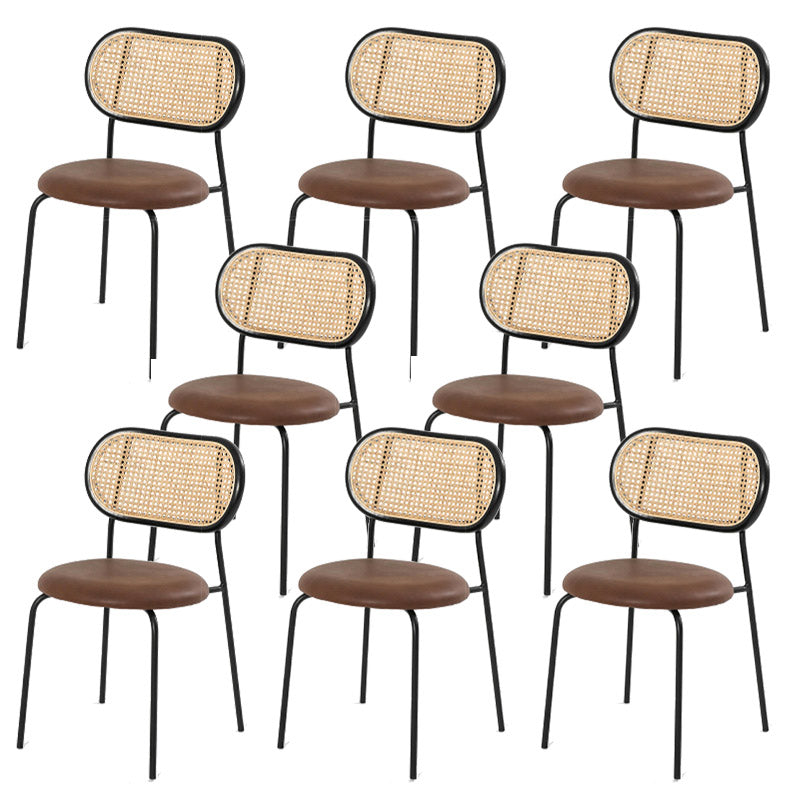 Faux Leather Side Chair Nordic Open Back Side Chair for Home