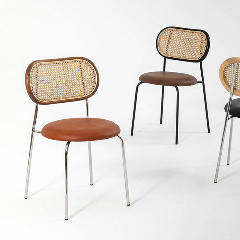 Faux Leather Side Chair Nordic Open Back Side Chair for Home