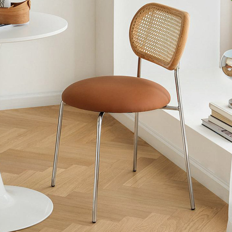 Faux Leather Side Chair Nordic Open Back Side Chair for Home