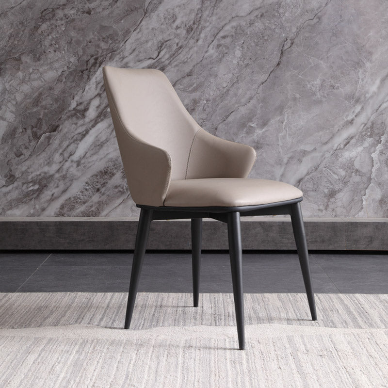 Industrial Style Arm Chair Metal Solid Back Dining Room Chair for Home