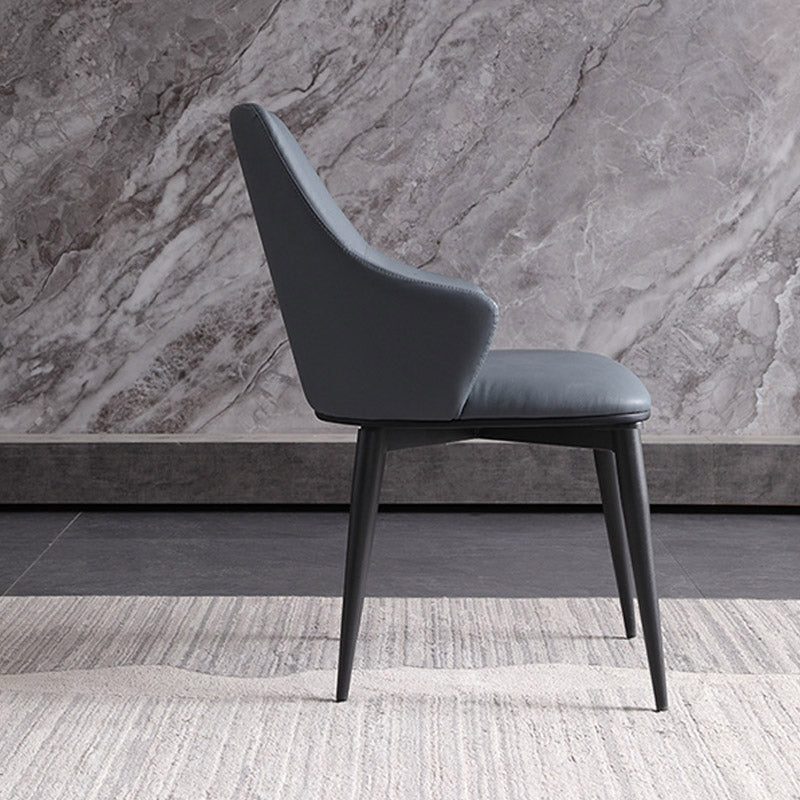 Industrial Style Arm Chair Metal Solid Back Dining Room Chair for Home