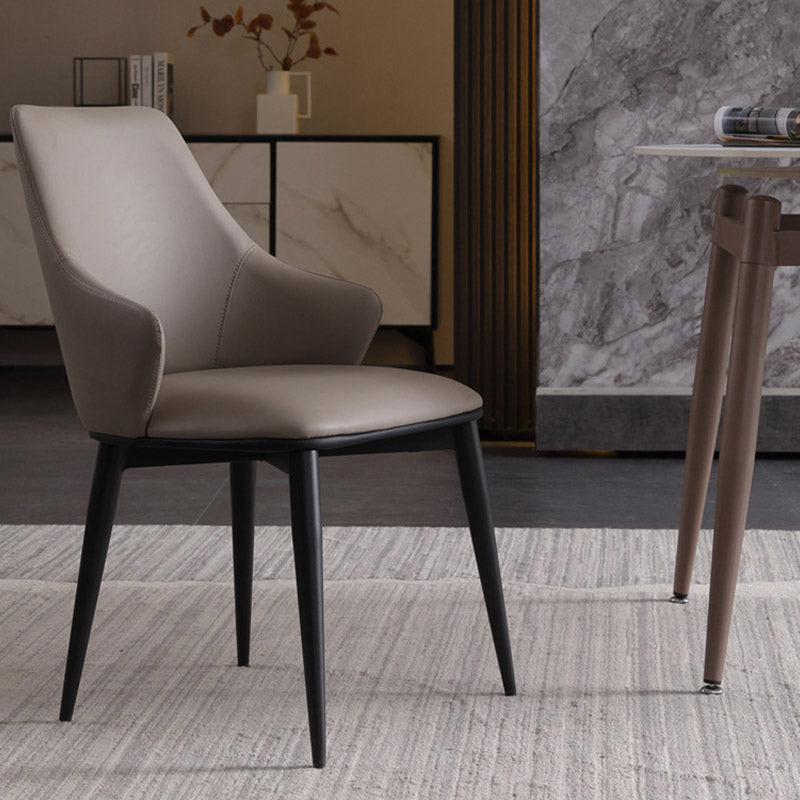 Industrial Style Arm Chair Metal Solid Back Dining Room Chair for Home