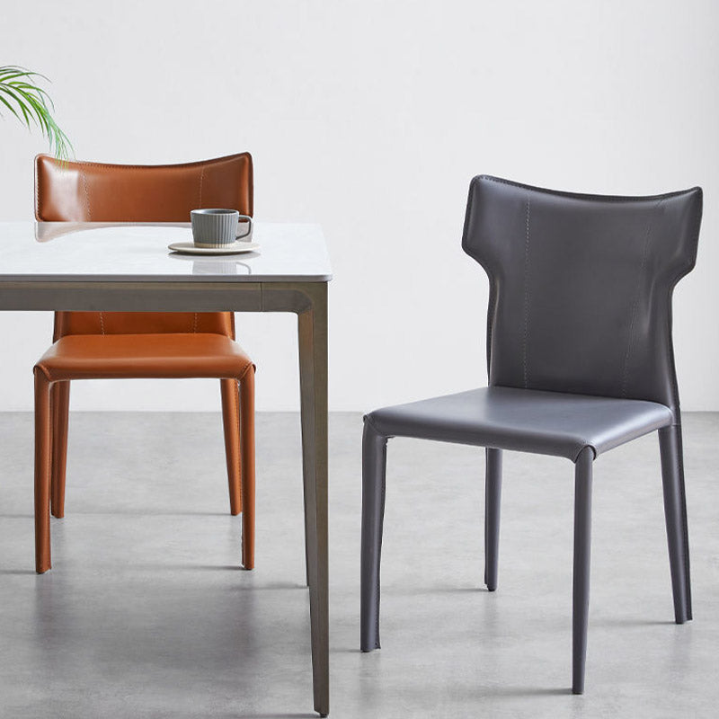 Faux Leather Dining Chairs Wingback Parsons Chair for Kitchen