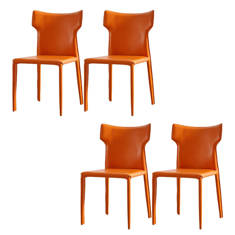 Faux Leather Dining Chairs Wingback Parsons Chair for Kitchen