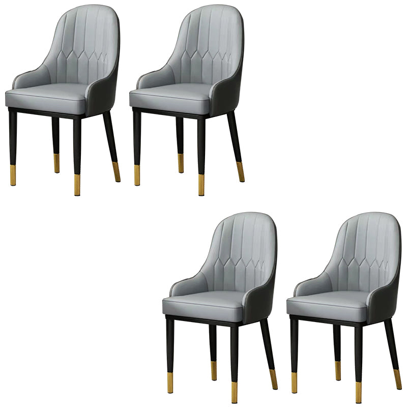 Modern Style Arm Chair Metal Solid Back Dining Chair for Kitchen