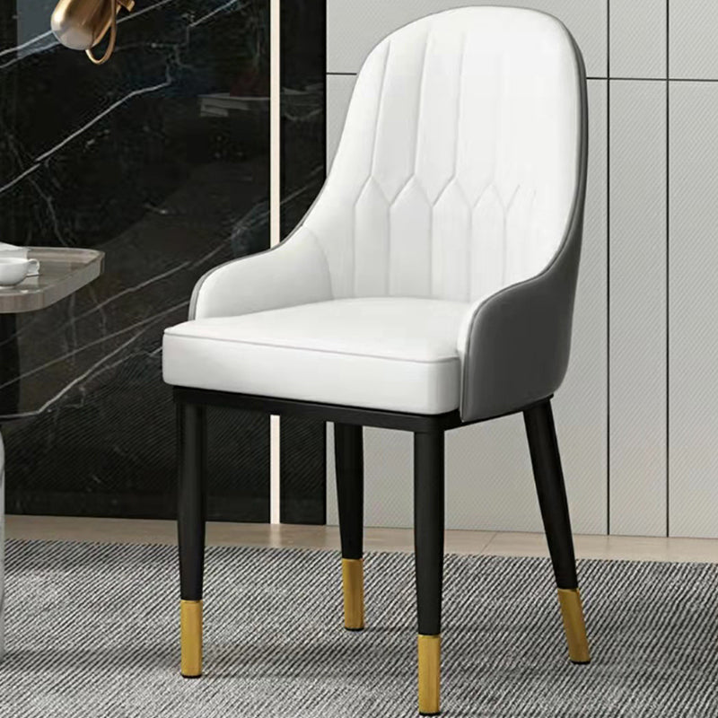 Modern Style Arm Chair Metal Solid Back Dining Chair for Kitchen