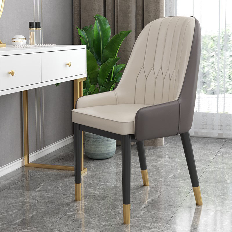 Modern Style Arm Chair Metal Solid Back Dining Chair for Kitchen