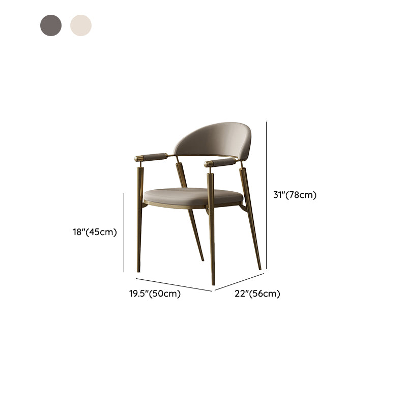 Glam Style Arm Chair Metal Open Back Dining Room Chair for Kitchen