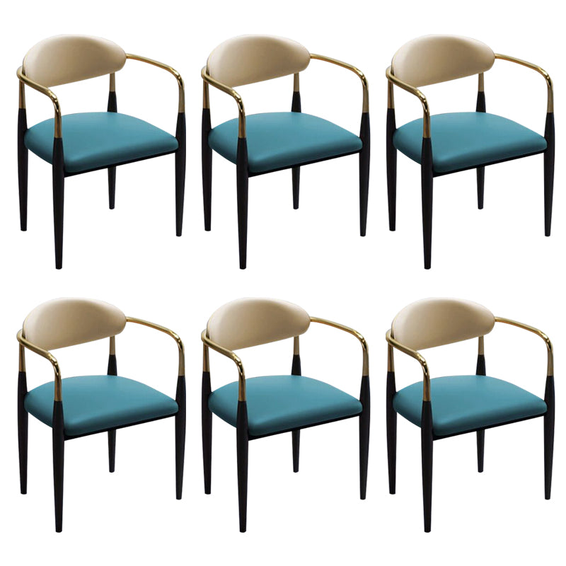 Faux Leather Dining Arm Chair Kitchen Open Back Dining Side Chair