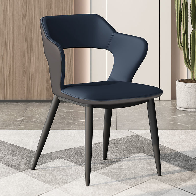 Faux Leather Dining Chairs Modern Style Open Back Arm Chair for Dining Room