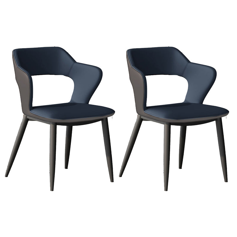 Faux Leather Dining Chairs Modern Style Open Back Arm Chair for Dining Room