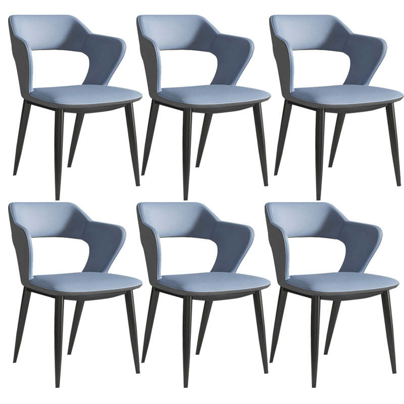 Faux Leather Dining Chairs Modern Style Open Back Arm Chair for Dining Room