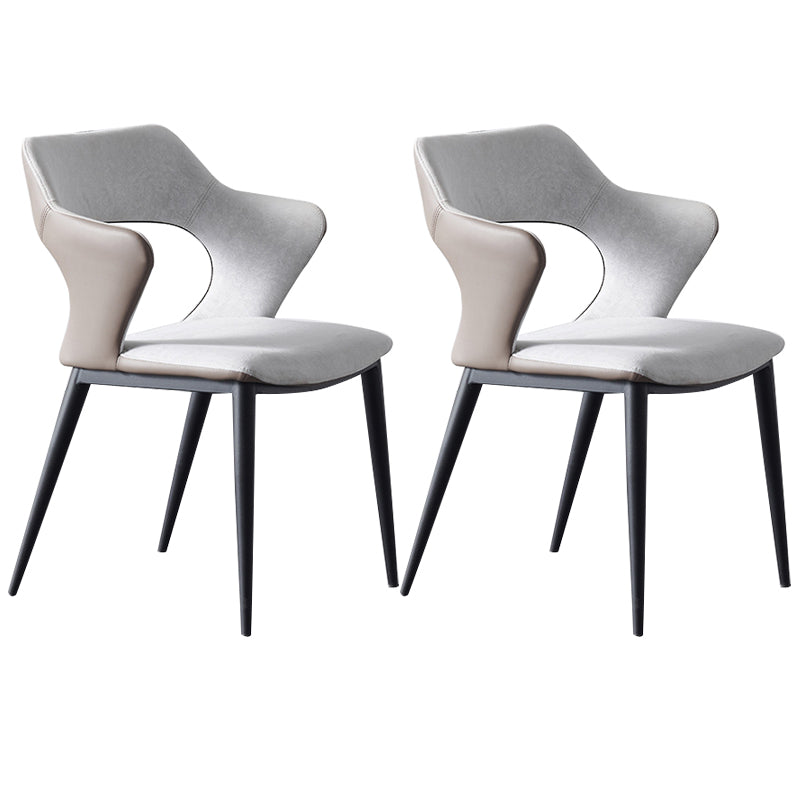 Faux Leather Dining Chairs Modern Style Open Back Arm Chair for Dining Room