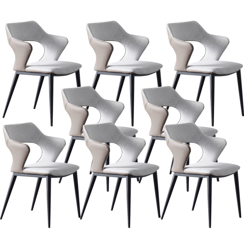 Faux Leather Dining Chairs Modern Style Open Back Arm Chair for Dining Room