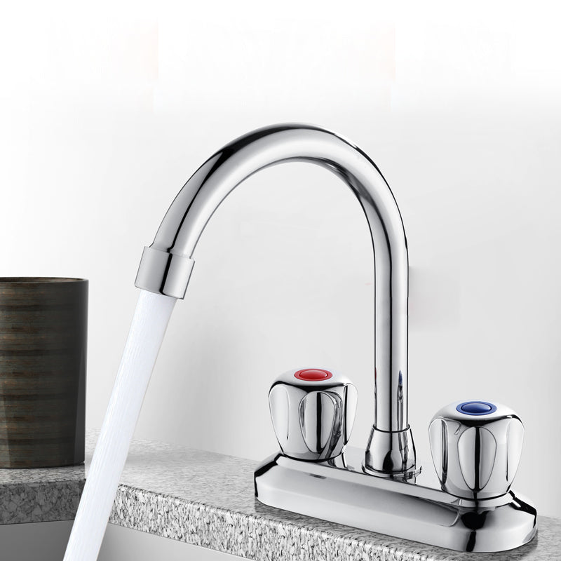 Circular 2-handle Bathroom Faucet Contemporary Brass Vessel Faucet