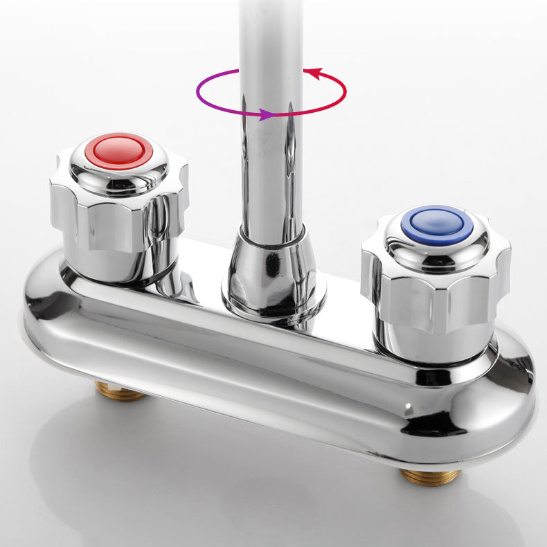 Circular 2-handle Bathroom Faucet Contemporary Brass Vessel Faucet